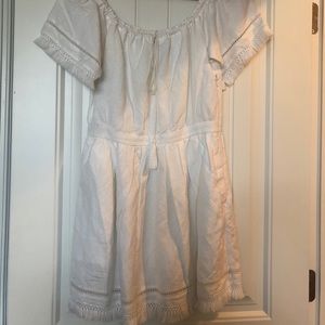 Saks white tassel mini dress